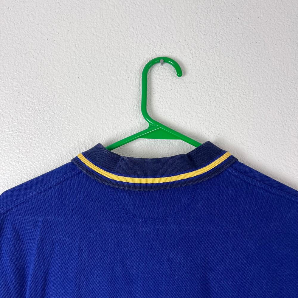 Polo Ralph Lauren Blue Yellow Stripe Big Pony Polo Shirt Classic Fit Size L - Picture 8 of 8